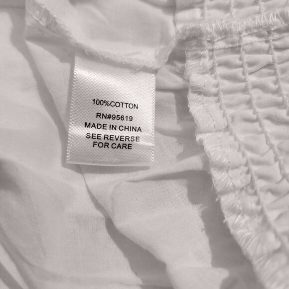 Soft White Cotton Eyelet Micro Ruffle Off-Shoulder Boho Festival Top Sz XL - Picture 9 of 11